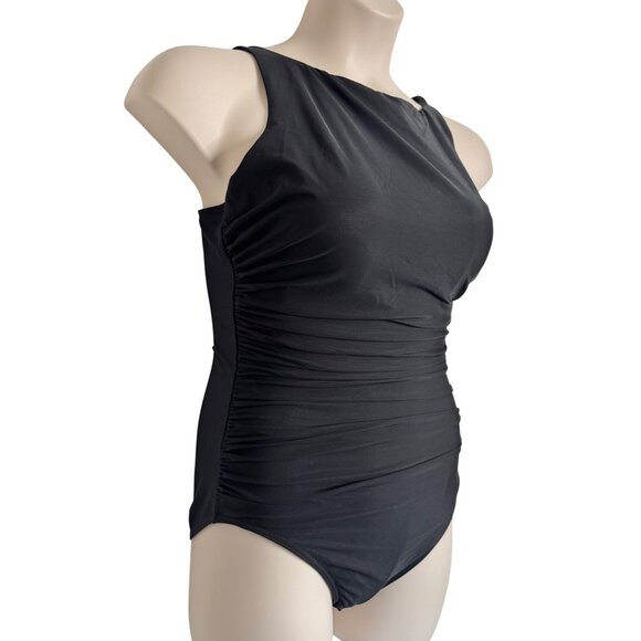 Miracle Suit Black Regatta Size 14 One Piece Swimsuit NWT High Neck - Picture 3 of 13